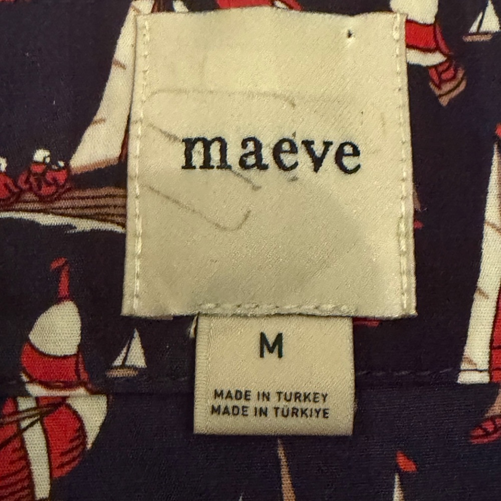 Anthropologie Maeve The Bettina Tiered Midi Dress Sailboat Print Size M - Picture 12 of 13